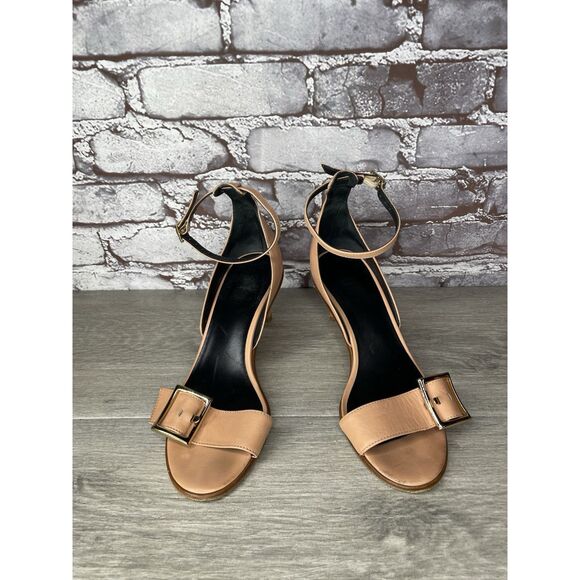 Tibi Nude Pink Leather Buckle Ankle Strap Stiletto High Heels Women 36.5EU/6M US - Picture 1 of 16